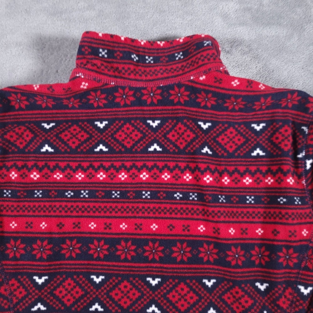 Eddie Bauer Fleece Pullover Womens Large‎ Red Geometric 1/4 Zip Sweater Holiday - Picture 9 of 9
